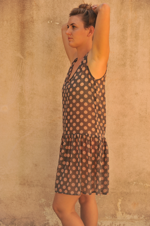 polka dot drop waist dress