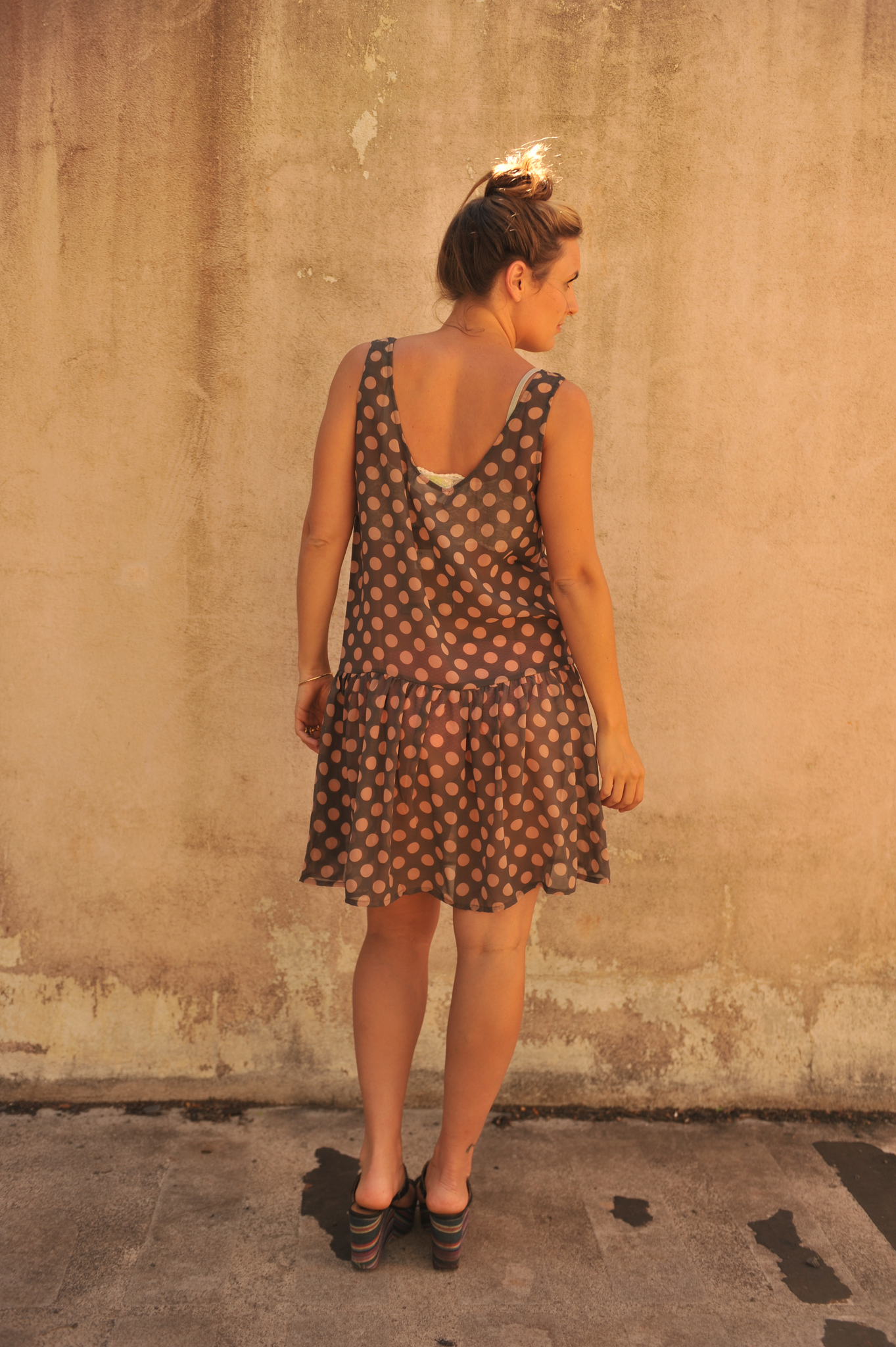 polka dot drop waist dress