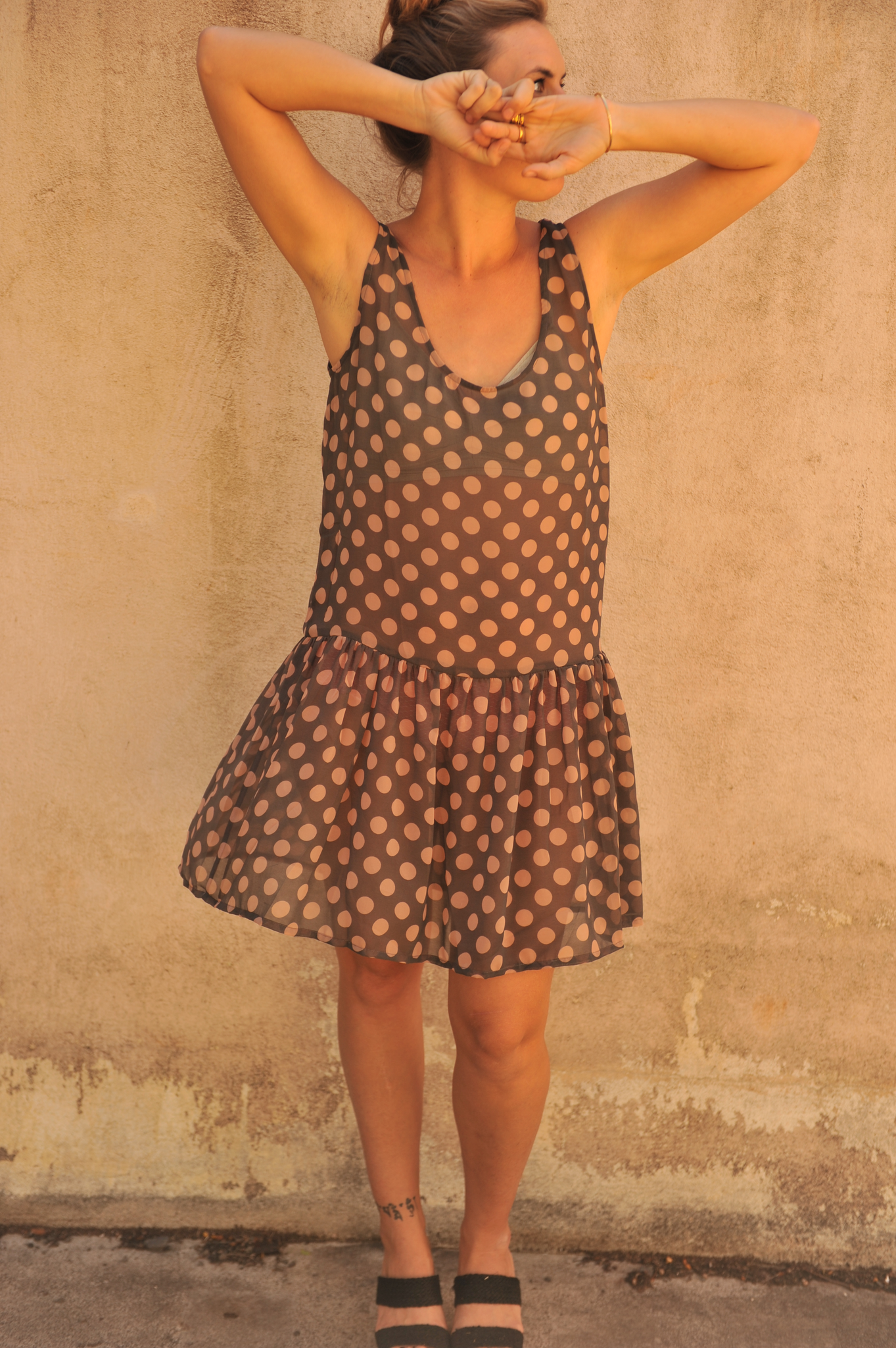 polka dot drop waist dress