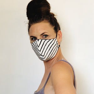Fancy Face Mask- black and white silk stripes
