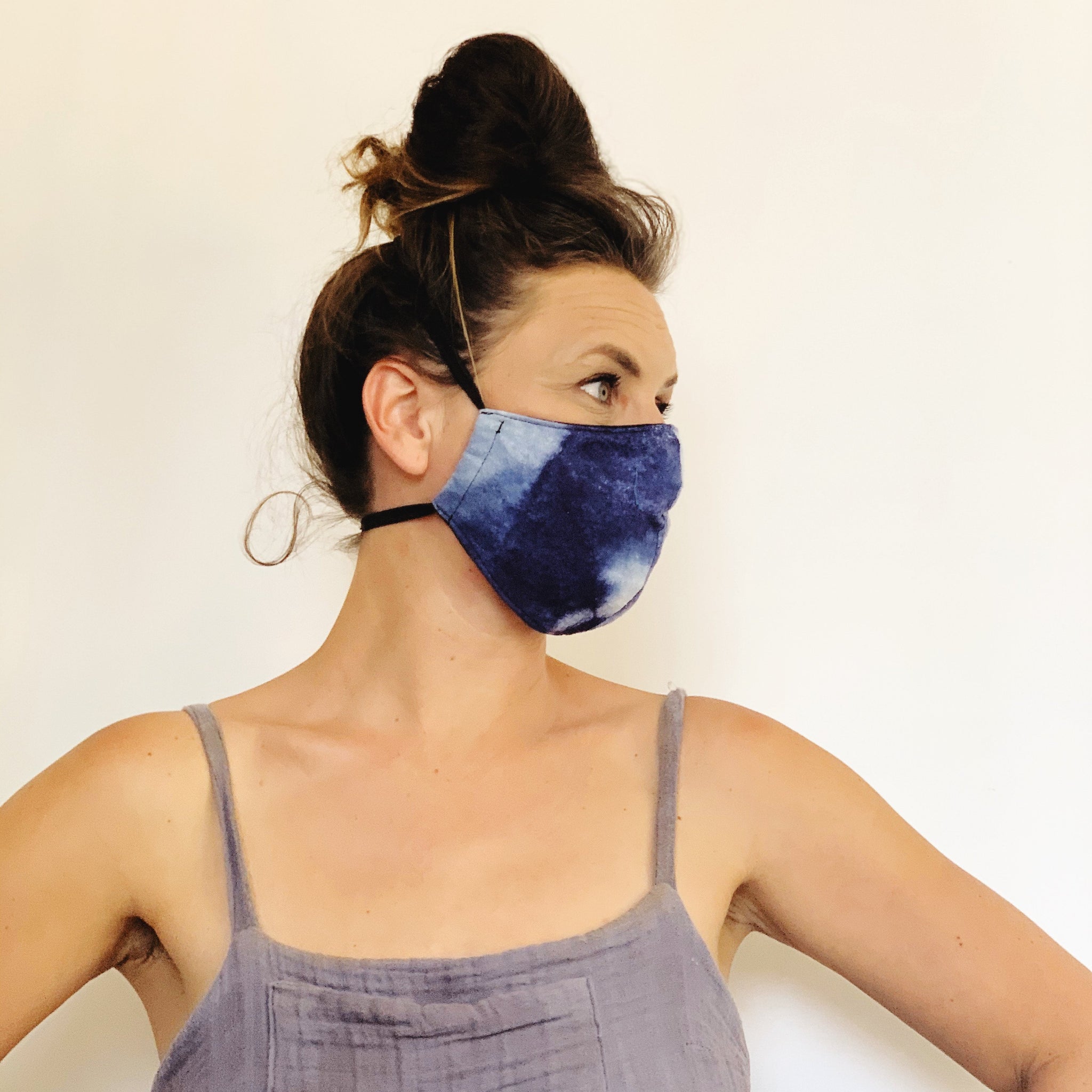 Fancy Face Mask- hand dyed raw silk