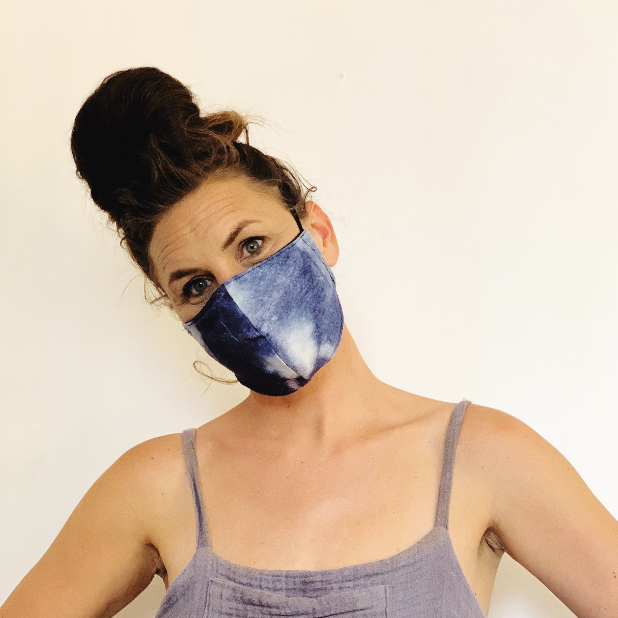 Fancy Face Mask- hand dyed raw silk