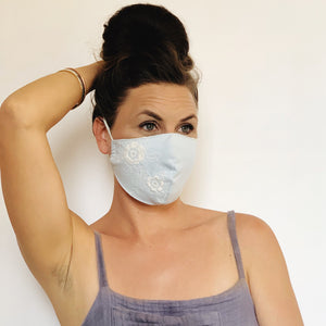 Fancy Face Mask- embroidered linen