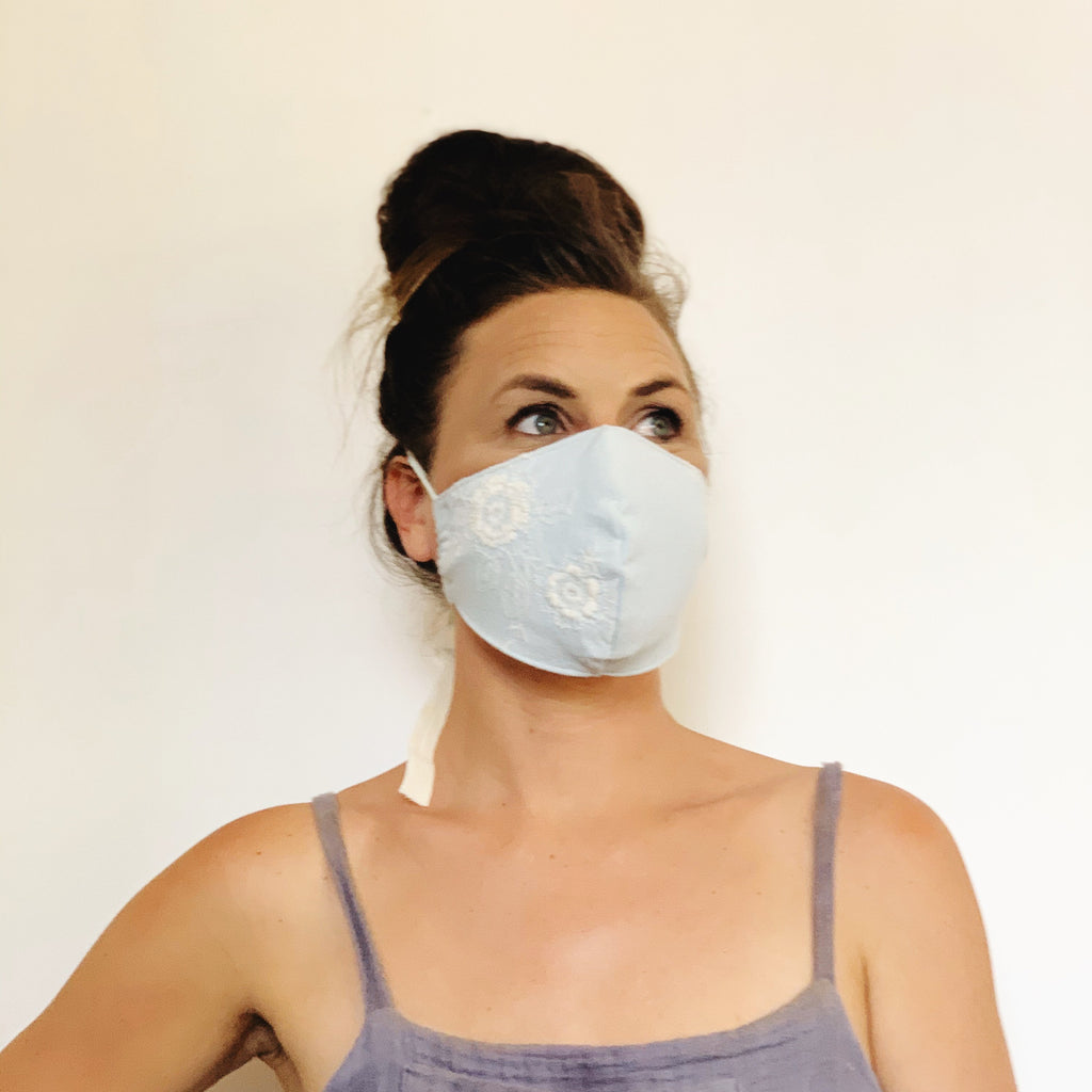 Fancy Face Mask- embroidered linen