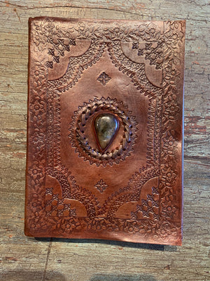 Medium Handmade leather journal with stone
