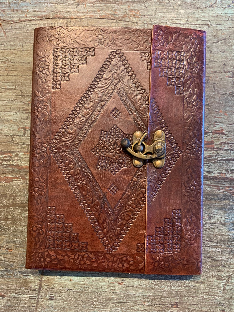 Medium Handmade leather journal with brass lock