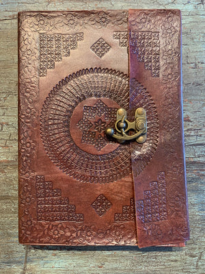 Medium Handmade leather journal with brass lock