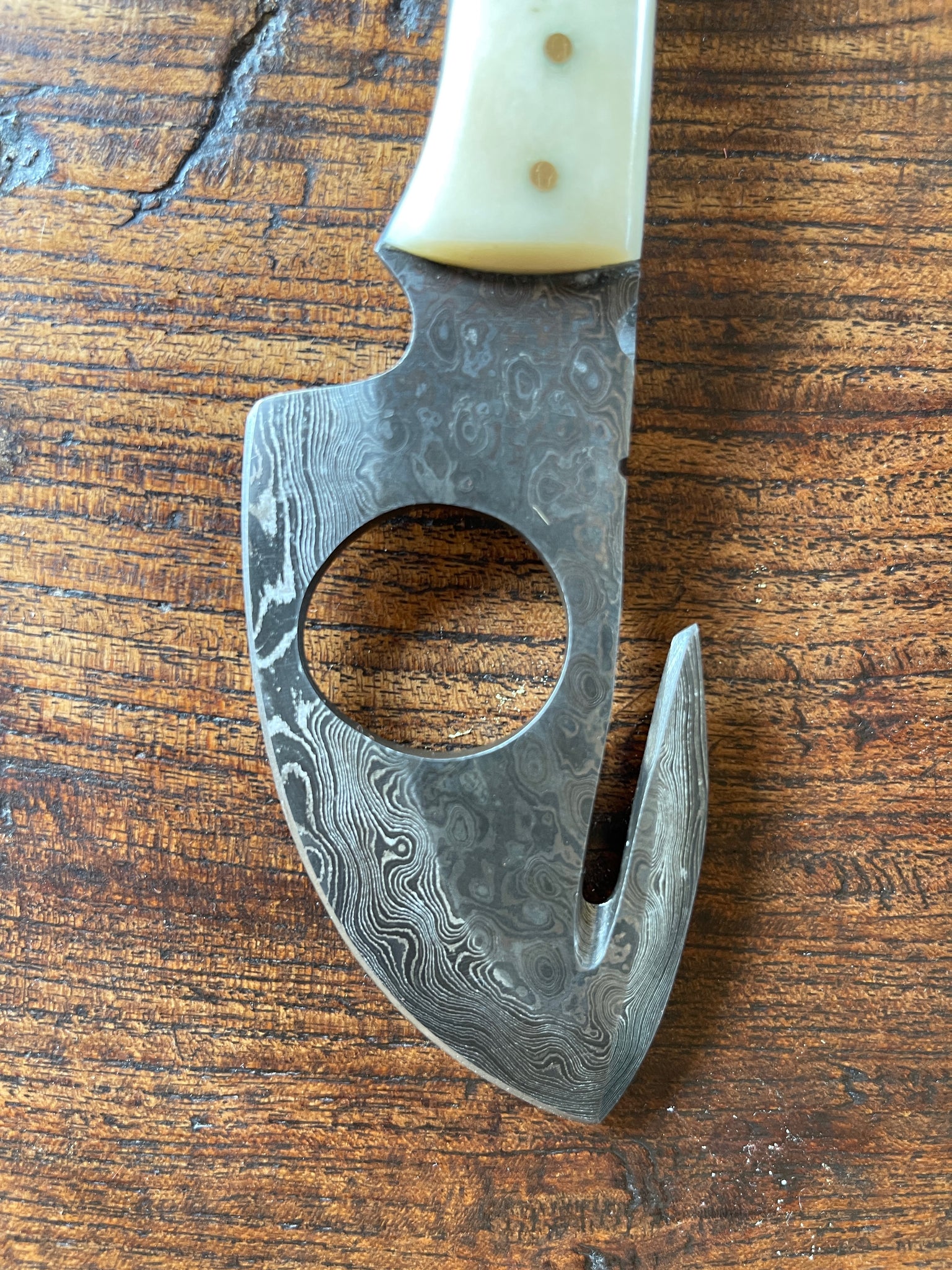 Antique Bone Knife with Damascus Steel