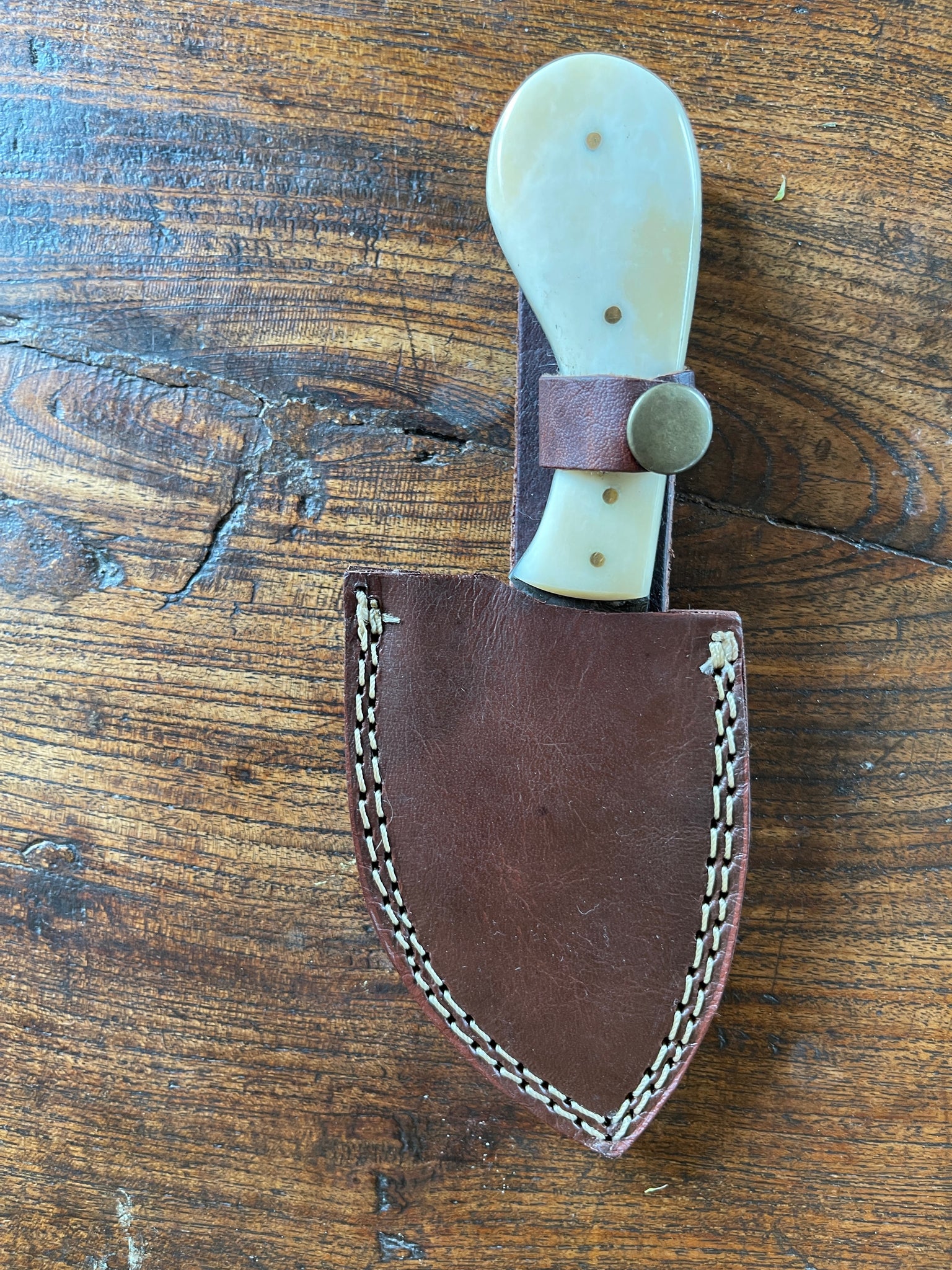 Antique Bone Knife with Damascus Steel