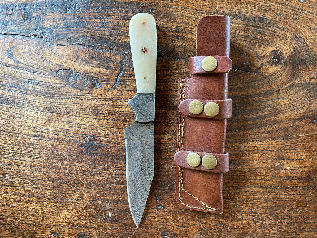 Antique Bone Knife with Damascus Steel