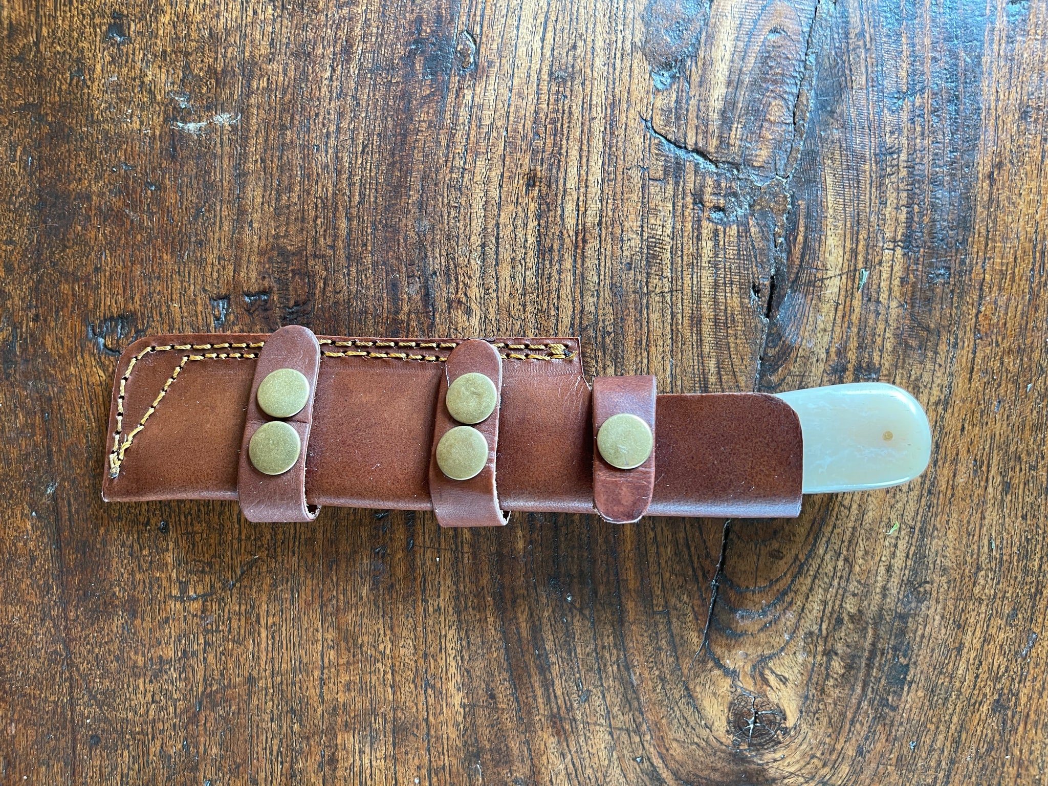 Antique Bone Knife with Damascus Steel