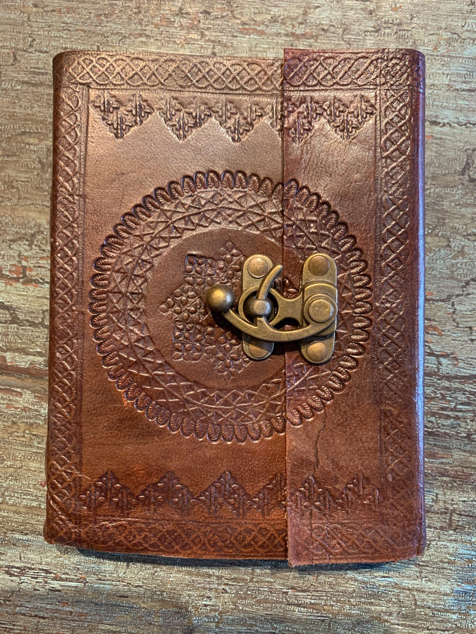 Small Handmade leather journal with brass lock
